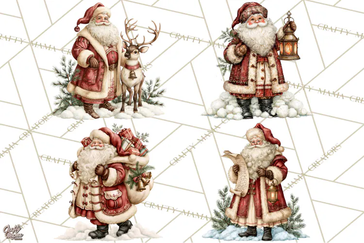 Santa Christmas Market Clipart, Vintage Santa PNG, Christmas