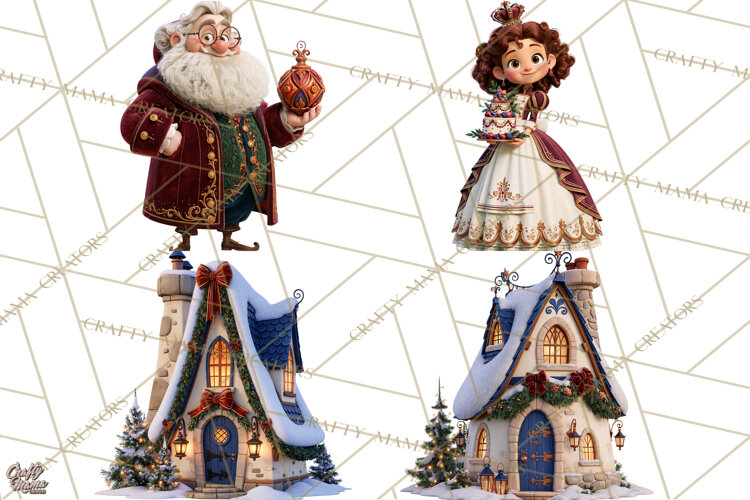 Fairy Tale Christmas Clipart, Enchanted Royal Winter Png example image 1