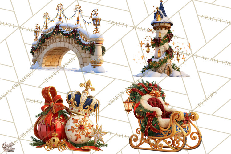 Fairy Tale Christmas Clipart, Enchanted Royal Winter Png example image 1