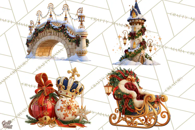 Fairy Tale Christmas Clipart, Enchanted Royal Winter Png