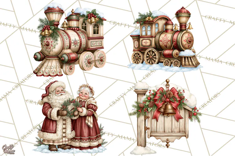 Santa Christmas Market Clipart, Vintage Santa PNG, Christmas