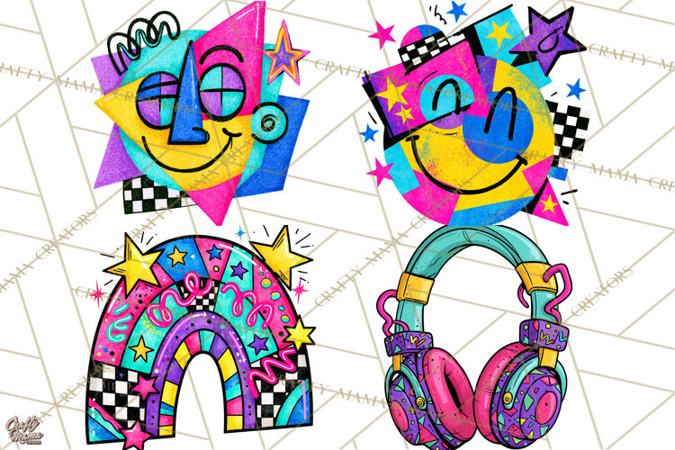 80s Retro Doodle Accessories PNG example image 1