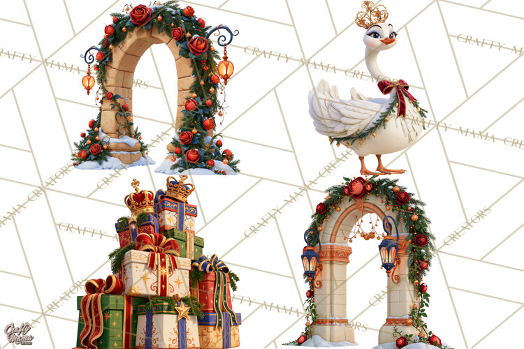 Fairy Tale Christmas Clipart, Enchanted Royal Winter Png example image 1