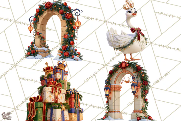 Fairy Tale Christmas Clipart, Enchanted Royal Winter Png