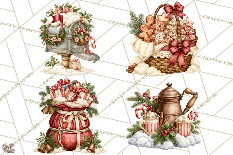 Santa Christmas Market Clipart, Vintage Santa PNG, Christmas