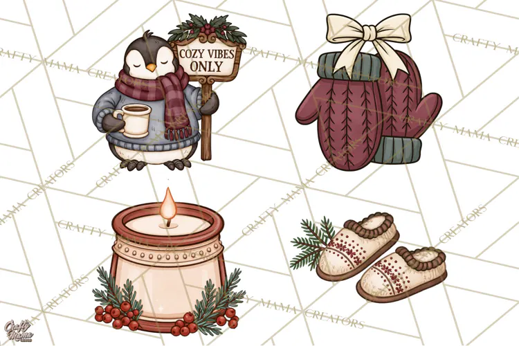 Cozy Critter Winter Clipart PNG | Winter Animals Png