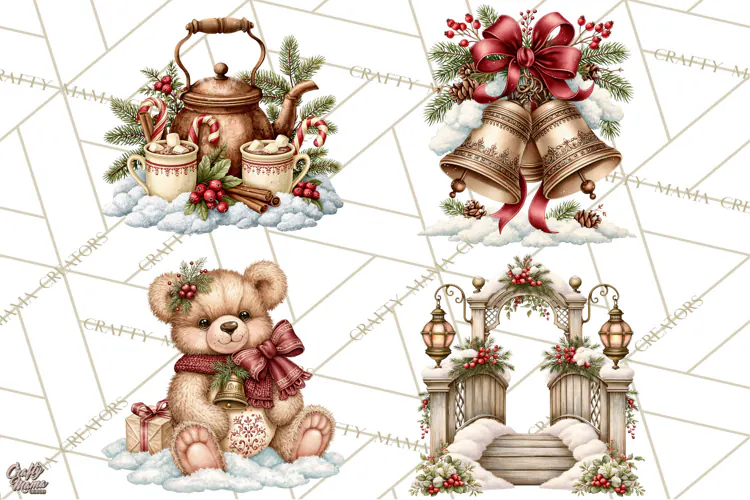 Santa Christmas Market Clipart, Vintage Santa PNG, Christmas