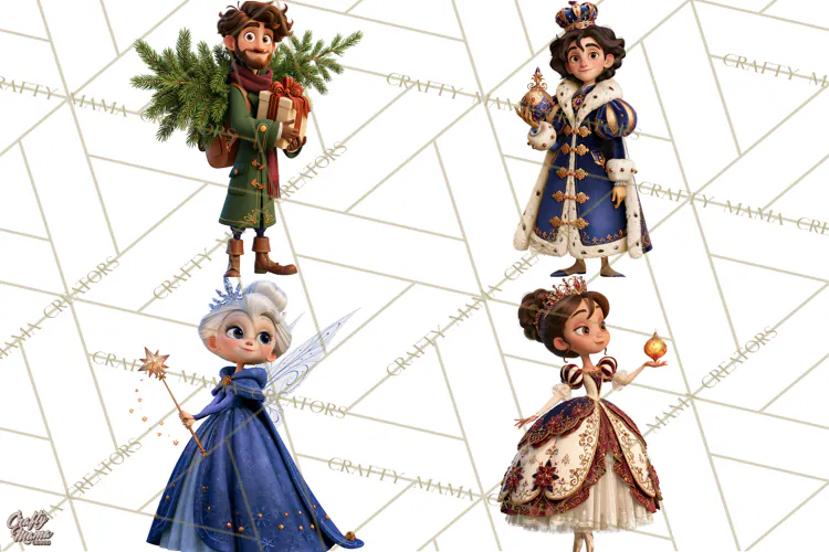 Fairy Tale Christmas Clipart, Enchanted Royal Winter Png