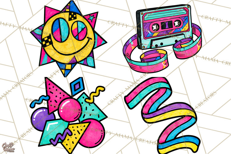 80s Retro Doodle Accessories PNG example image 1