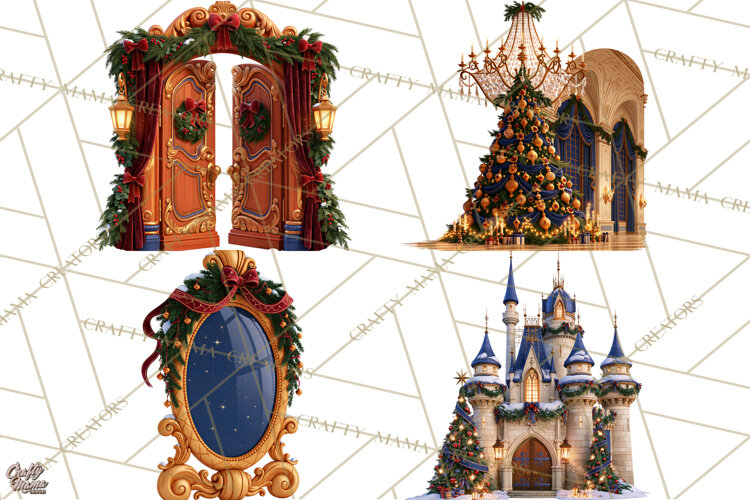 Fairy Tale Christmas Clipart, Enchanted Royal Winter Png example image 1