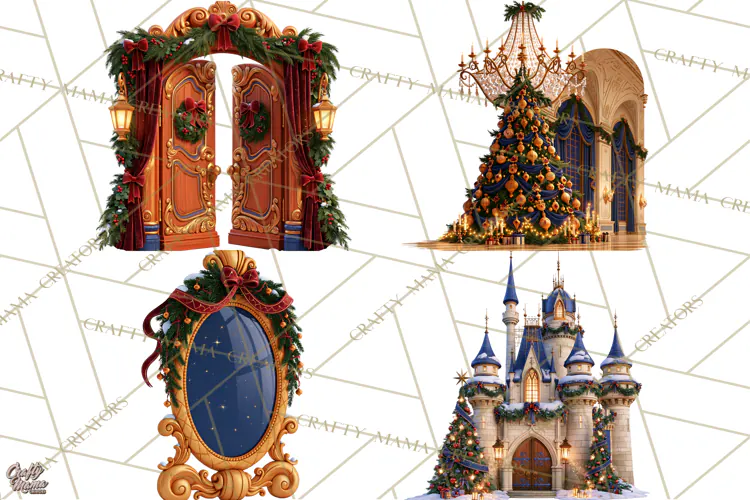 Fairy Tale Christmas Clipart, Enchanted Royal Winter Png