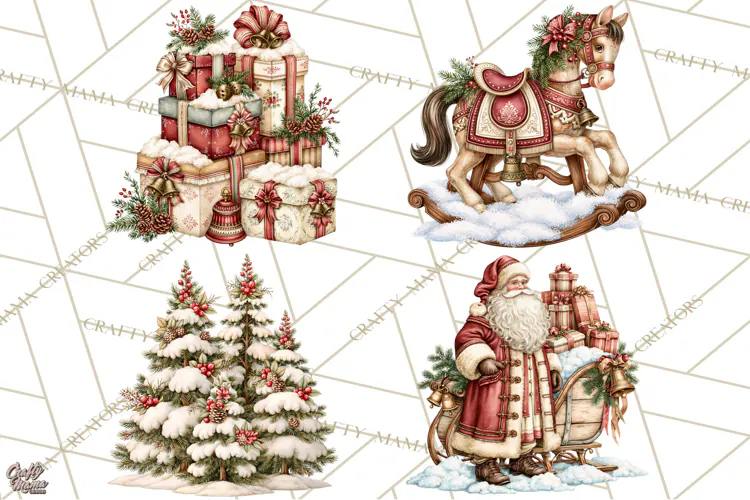 Santa Christmas Market Clipart, Vintage Santa PNG, Christmas