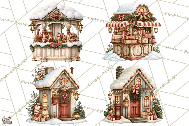 Santa Christmas Market Clipart, Vintage Santa PNG, Christmas