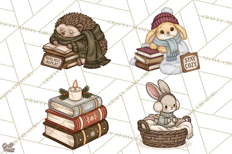 Cozy Critter Winter Clipart PNG | Winter Animals Png