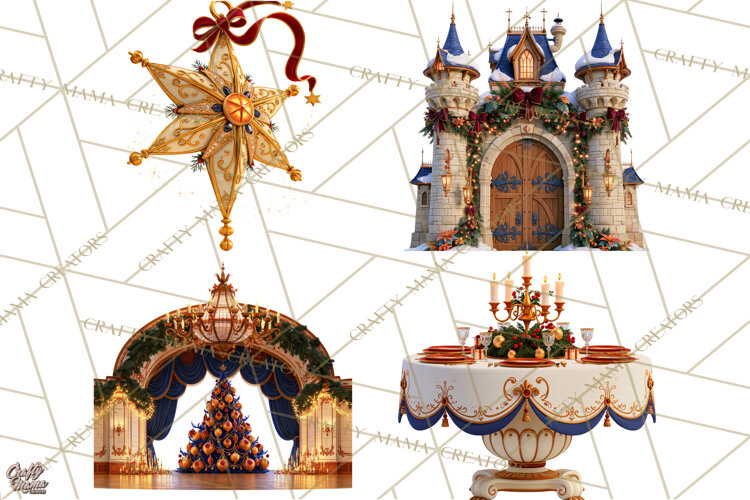 Fairy Tale Christmas Clipart, Enchanted Royal Winter Png example image 1