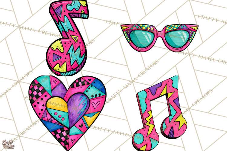 80s Retro Doodle Accessories PNG example image 1