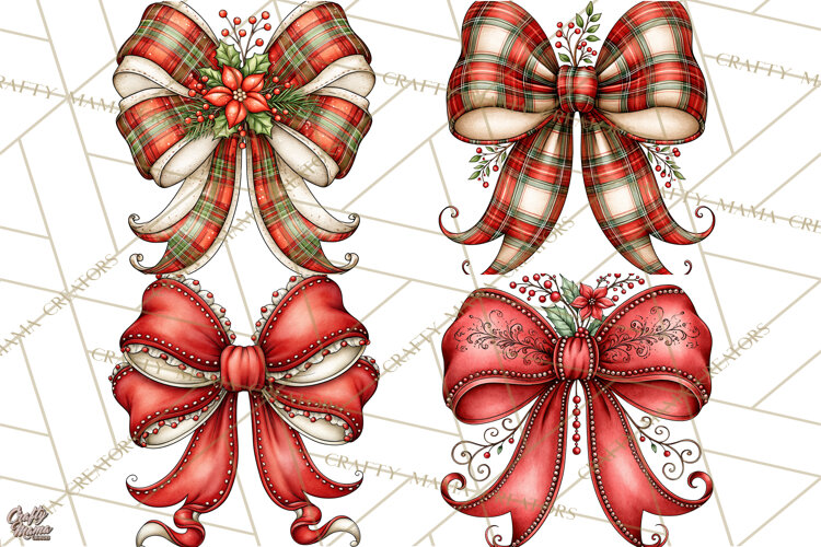 Boutique Christmas Highland Cows PNG example image 1