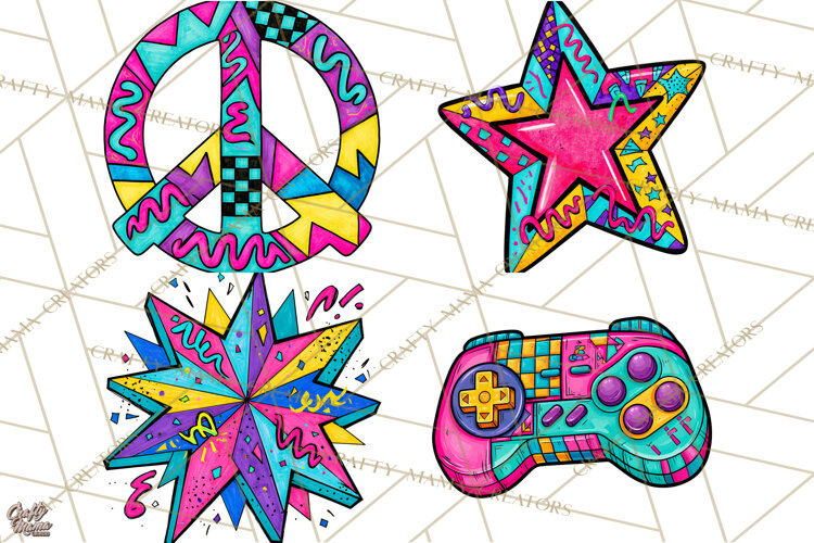 80s Retro Doodle Accessories PNG example image 1