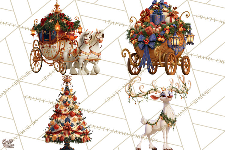 Fairy Tale Christmas Clipart, Enchanted Royal Winter Png example image 1