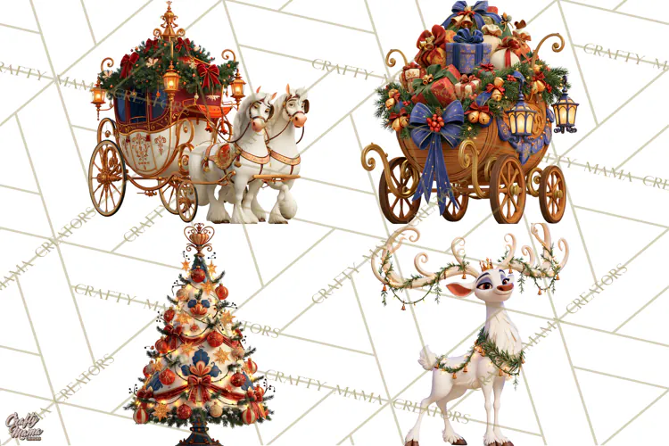 Fairy Tale Christmas Clipart, Enchanted Royal Winter Png