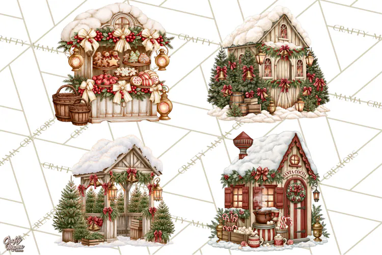 Santa Christmas Market Clipart, Vintage Santa PNG, Christmas