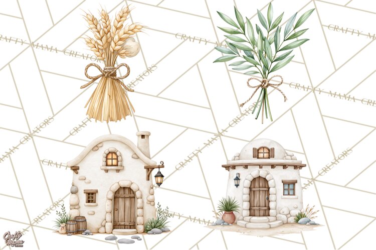 Christmas Nativity Clipart, Watercolor Nativity Scene PNG example image 1