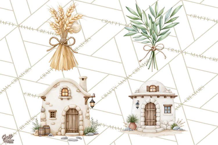 Christmas Nativity Clipart, Watercolor Nativity Scene PNG