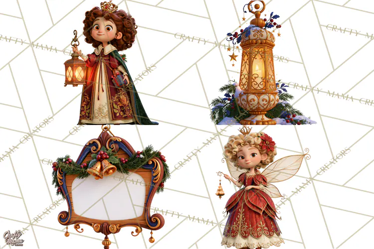 Fairy Tale Christmas Clipart, Enchanted Royal Winter Png