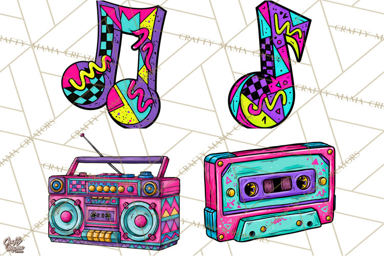 80s Retro Doodle Accessories PNG example image 1