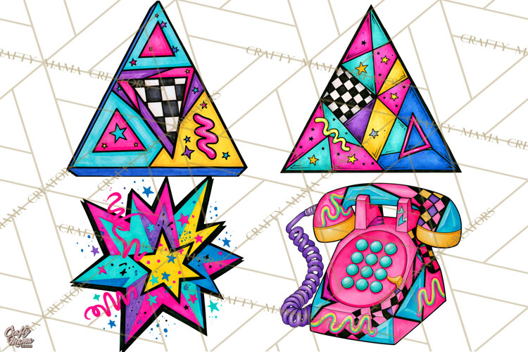 80s Retro Doodle Accessories PNG example image 1