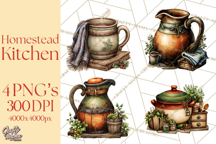 Rustic Homestead Kitchen Clipart | Farmhouse Kitchen Png