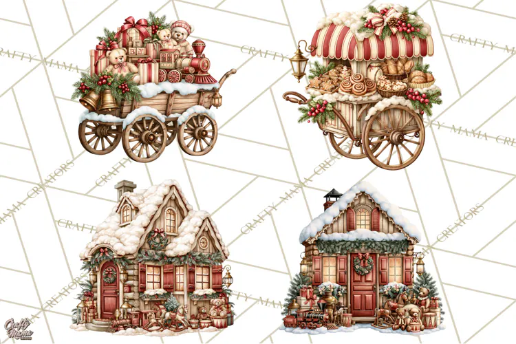 Santa Christmas Market Clipart, Vintage Santa PNG, Christmas