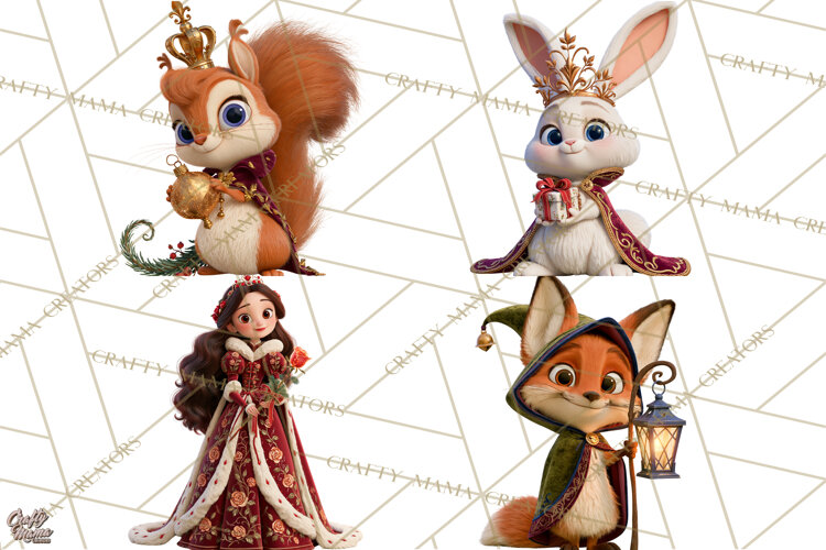 Fairy Tale Christmas Clipart, Enchanted Royal Winter Png example image 1