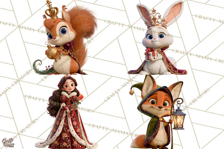 Fairy Tale Christmas Clipart, Enchanted Royal Winter Png