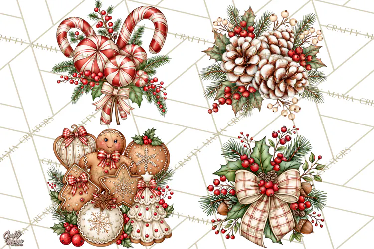 Boutique Christmas Highland Cows PNG