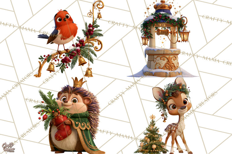 Fairy Tale Christmas Clipart, Enchanted Royal Winter Png example image 1