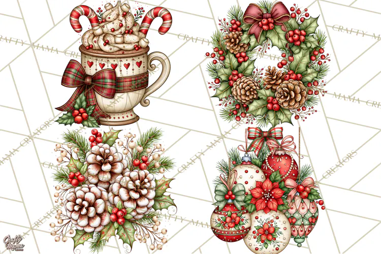 Boutique Christmas Highland Cows PNG