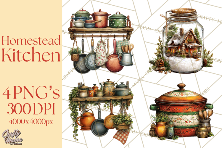 Rustic Homestead Kitchen Clipart | Farmhouse Kitchen Png