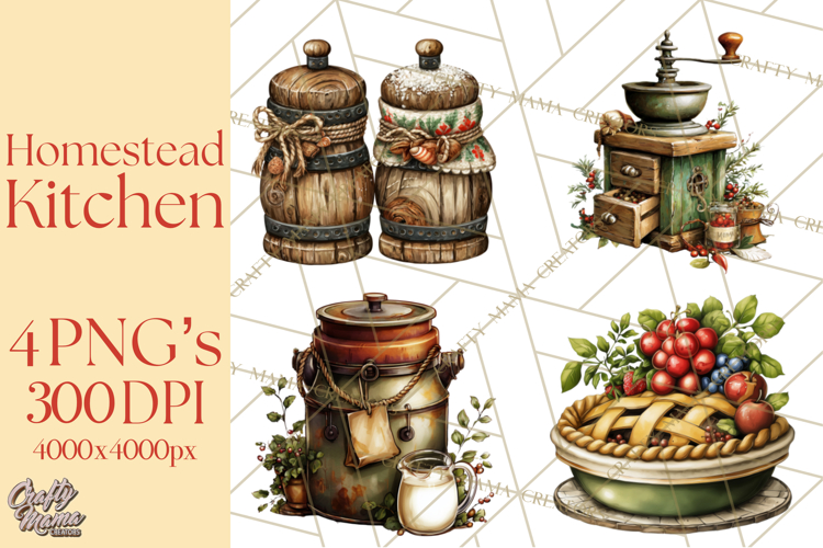 Rustic Homestead Kitchen Clipart | Farmhouse Kitchen Png