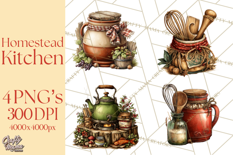 Rustic Homestead Kitchen Clipart | Farmhouse Kitchen Png