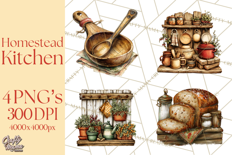 Rustic Homestead Kitchen Clipart | Farmhouse Kitchen Png