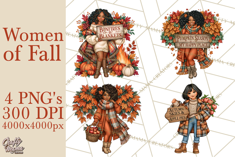 Cozy Autumn Women PNG Clipart, Girl Fall Png