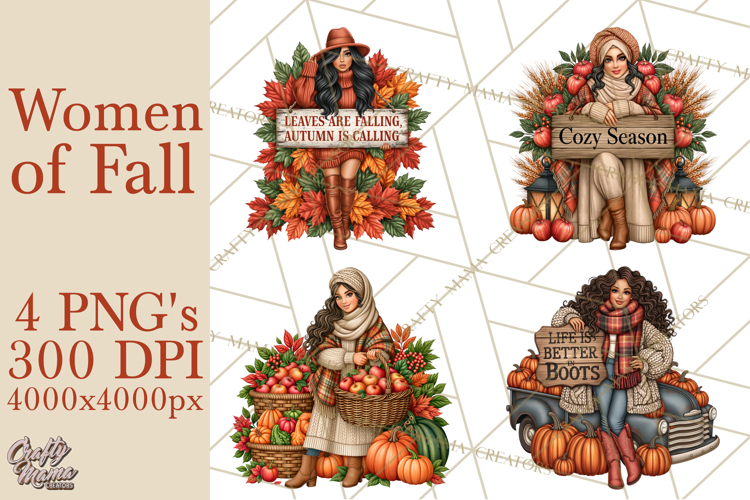 Cozy Autumn Women PNG Clipart, Girl Fall Png