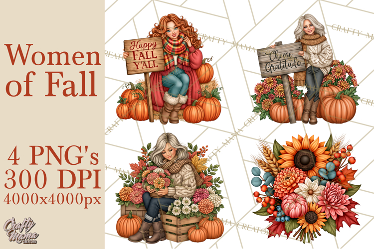 Cozy Autumn Women PNG Clipart, Girl Fall Png