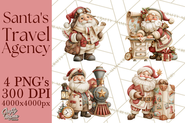 Santa's Travel Agency Christmas Clipart PNG