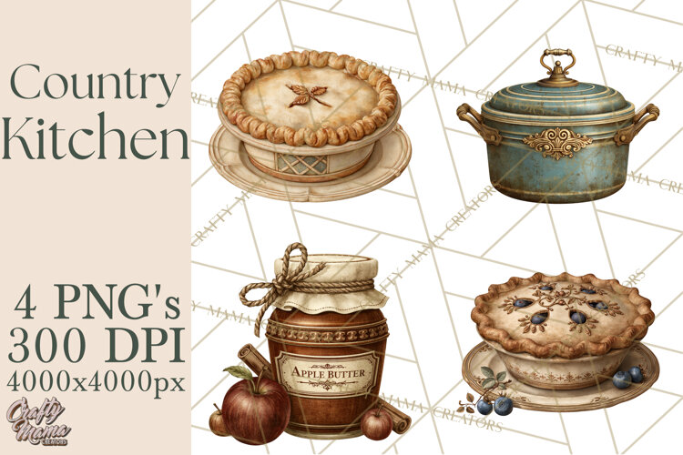Vintage Farmhouse Kitchen Clipart PNG