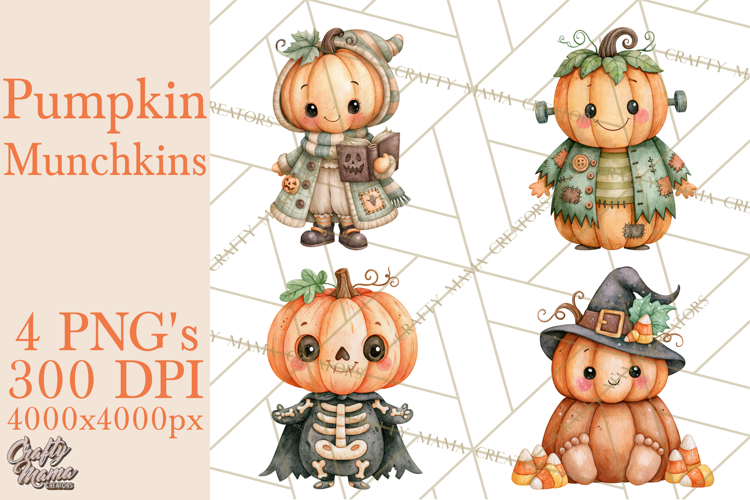 Pumpkin Munchkins Cute Halloween Clipart PNG