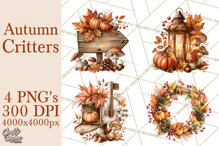 Autumn Critters PNG Cute Woodland Clipart