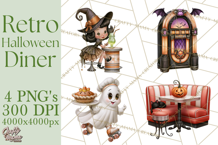 1950s Vintage Halloween Clipart Retro Soda Fountain Clip Art