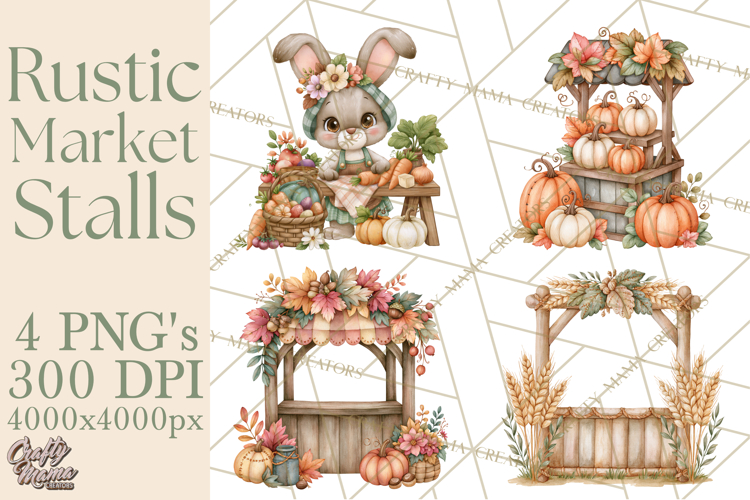 Rustic Market Stalls Clipart PNG, Fall Decor